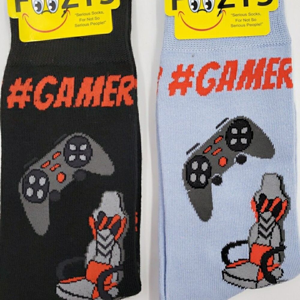 #1 Gamer Gift Mens Socks Play Video Games Controller Gaming Chair Novelty 2 PAIR